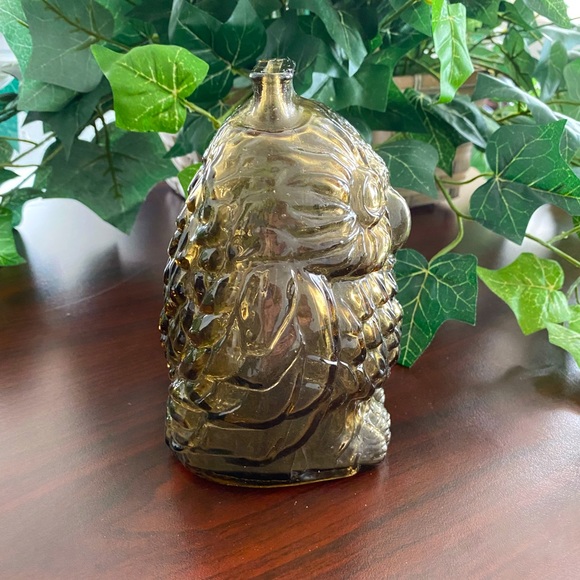 VINTAGE LIBBEY WISE OLD OWL MOLDED GLASS COIN BANK - Picture 2 of 6